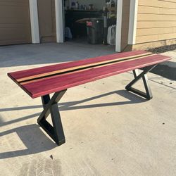 Purpleheart Wood Epoxy Bench