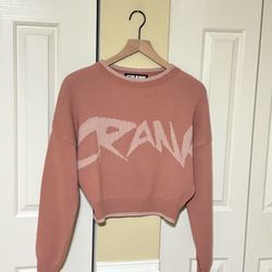 CRANK Women’s Cropped Sweater, Pink, Size M