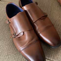 Bruno Marc New York Hutchingson 2 Leather Double Strap Dress Shoes 8.5