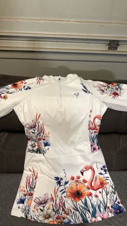 Floral Flamingo Quarter-Zip Long Sleeve Top