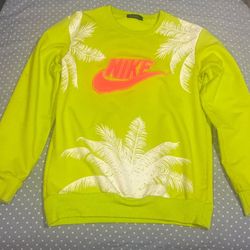  Neon green Nike crewneck sweatshirt with palm tree design 