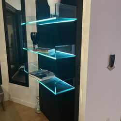 Designer lighted, glass shelf