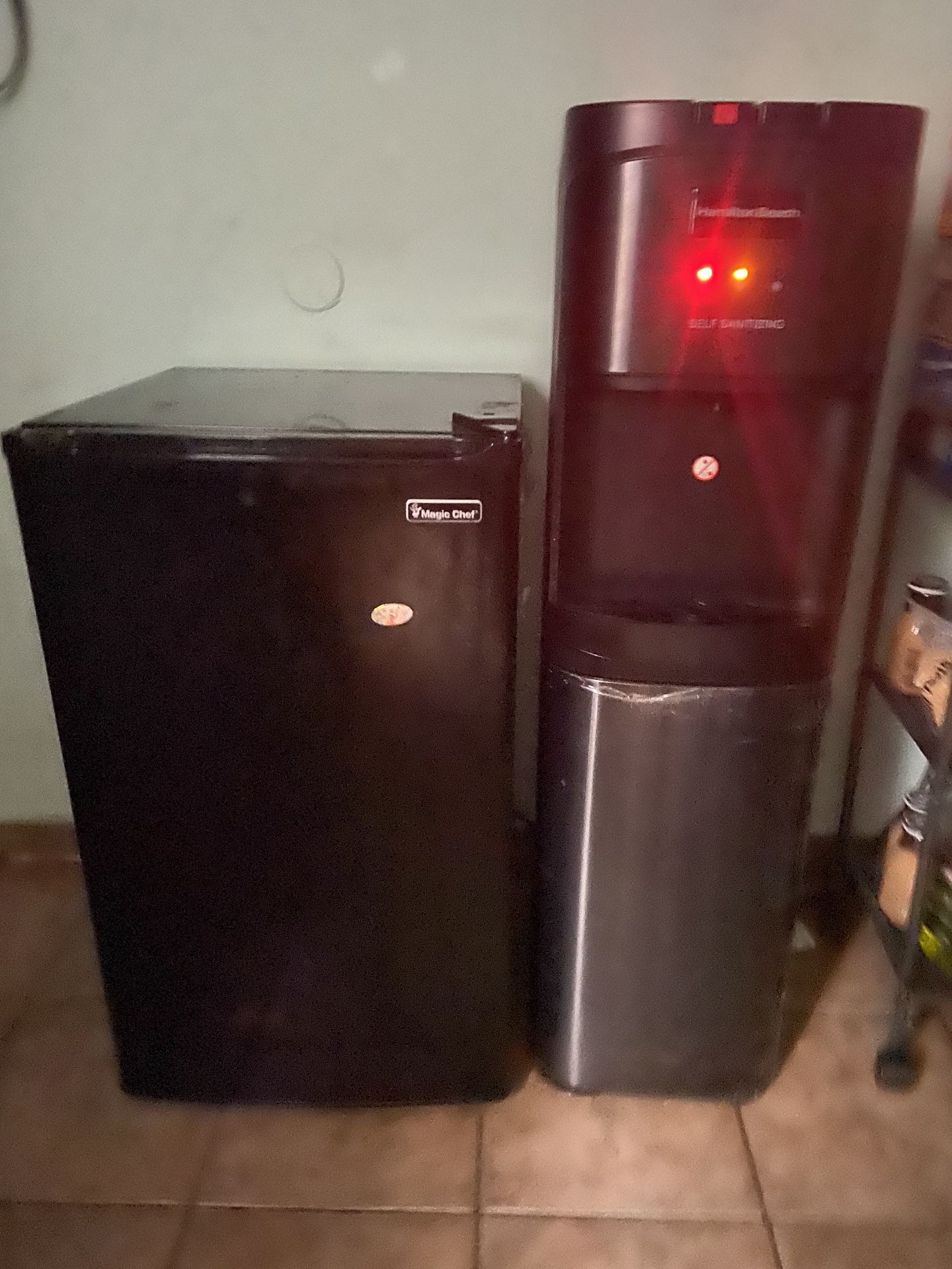 Mini fridge and water dispenser