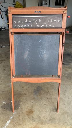 Antique 1930s-1930s  Wood Oak Folding Easel School Chalkboard Desk Scroll 