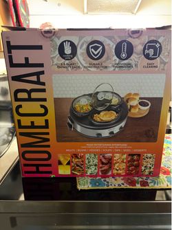 HomeCraft HCRTSCO15SS Triple Round Oval 1.5-Quart Cooker Buffet