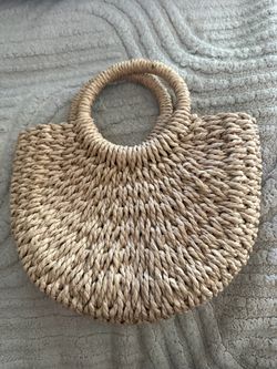 Round Woven Straw Tote Bag