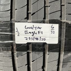 Pair of GOODYEAR 255/40/20 EAGLE F1 tires, tread life 6/32s
