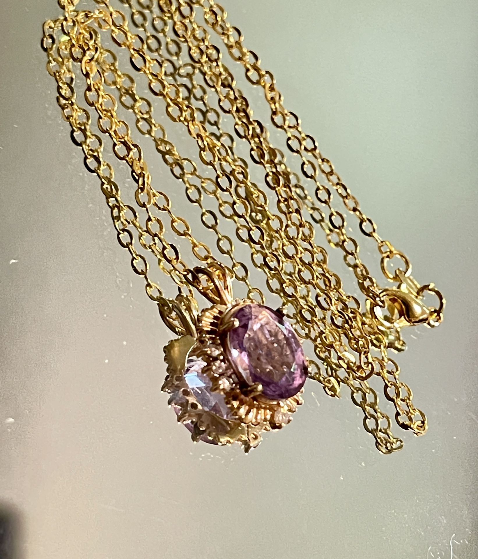18KT Gold Bold Amethyst Pendant W/Diamonds
