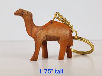 Hard-carved Wood Camel Keychain