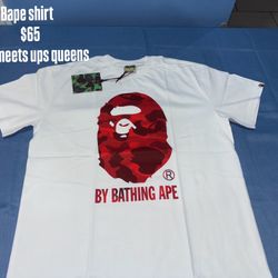 Bape White,Red T-Shirt