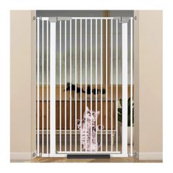 51.18" Extra Tall Cat Gate for Doorway, 30.5"-40" Auto Close Pet Gate Include 2.75" and 5.5" Extension Kits, No Drilling Pressure Mount Kit, Suitable 
