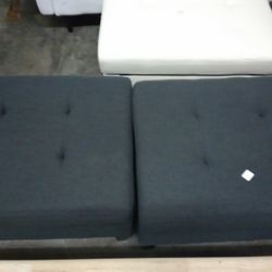  Matching Pair Of Blue Gray Ottomans With Inside Storage