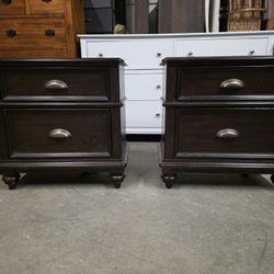 Set of 2 Modern Espresso Color Nightstands