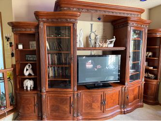 Alder wood antique entertainment center