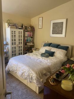 Like-Brand New Queen Bed Frame + Sealy Mattress – Storage, LED & Power – $1,250