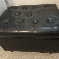 Ottoman faux brown leather