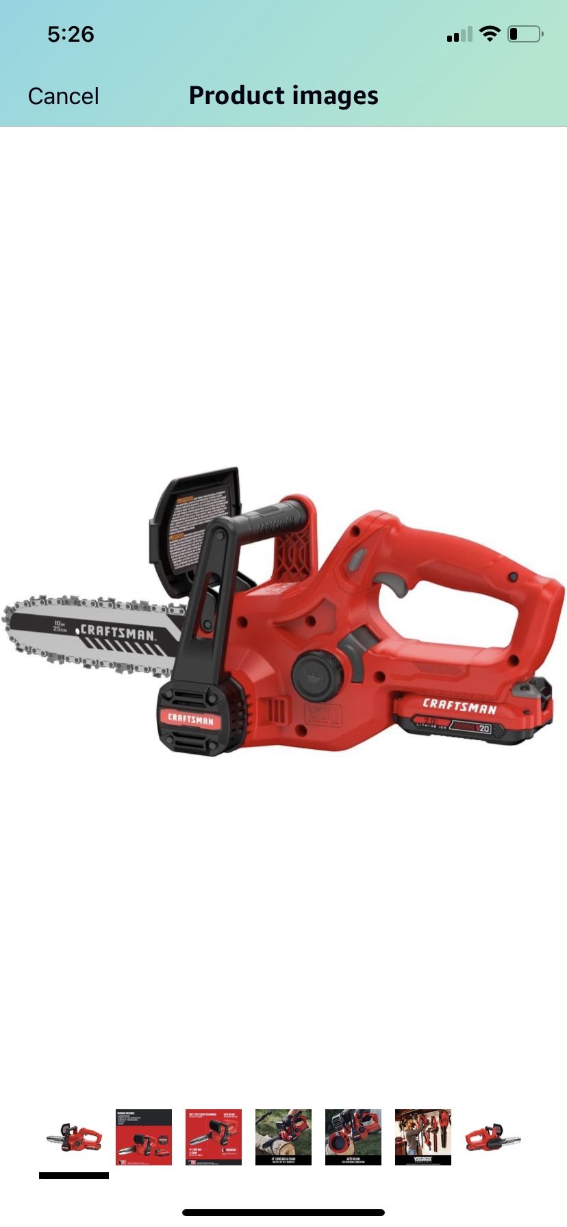 brand new in box CRAFTSMAN V20 Mini Chainsaw, 10 inch, Battery and Charger Included (CMCCS610D1)