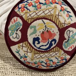 Vintage Cross-stitch Round Pillow