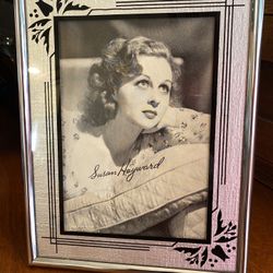 Antique Art Deco Frame - Reverser Painted Glass - W/ Photo Of Susan Hayward