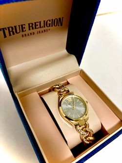 True Religion Iced Link Gold Women’s Analog Watch