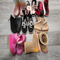 8 Pairs Of Shoes Uggs Nikes Sandles Boots Vans
