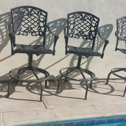 2 Cast Iron Swivel Barstools  Black