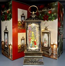 Christmas Tree And Kids With Gift Lantern With Led Light Music And Snow 