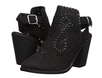 Black perforated ankle booties