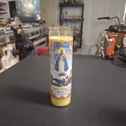 "NEW " Our Lady Of Charity-Nuestra Senora De La Caridad Del Cobre, Patron Saint Of Cuba8" Yellow Wax, Hope, Spiritual Warmth & Revolution Of Tendernes
