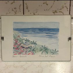 Watercolor Beach Scene Painting Dawn Beach Framed Art