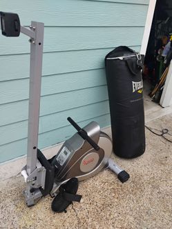 Boxing bag and rower