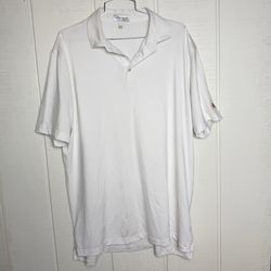 Peter Millar Summer Comfort White Polo Shirt Men’s Large NBC Peacock Golf