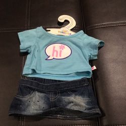 Build A Bear Jean Skirt Outfit And Hawaii Shirt 
