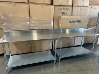 New stainless steel work tables with backsplash professional heavy duty grade