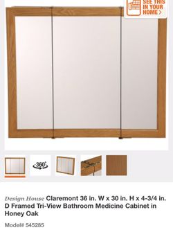 Claremont 30 in. W x 30 in. H x 4-3/4 in. D Tri-View Bathroom Medicine Cabinet in Honey Oak Claremont 30 in. W x 30 in. H x 4-3/4 in. D Tri-View Bathroom Medicine Cabinet in Honey Oak