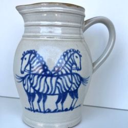 Vintage Made In Japan Prestige Place Stoneware Small Zebra Pitcher Jug Museum American Folk Art Collection Decor
