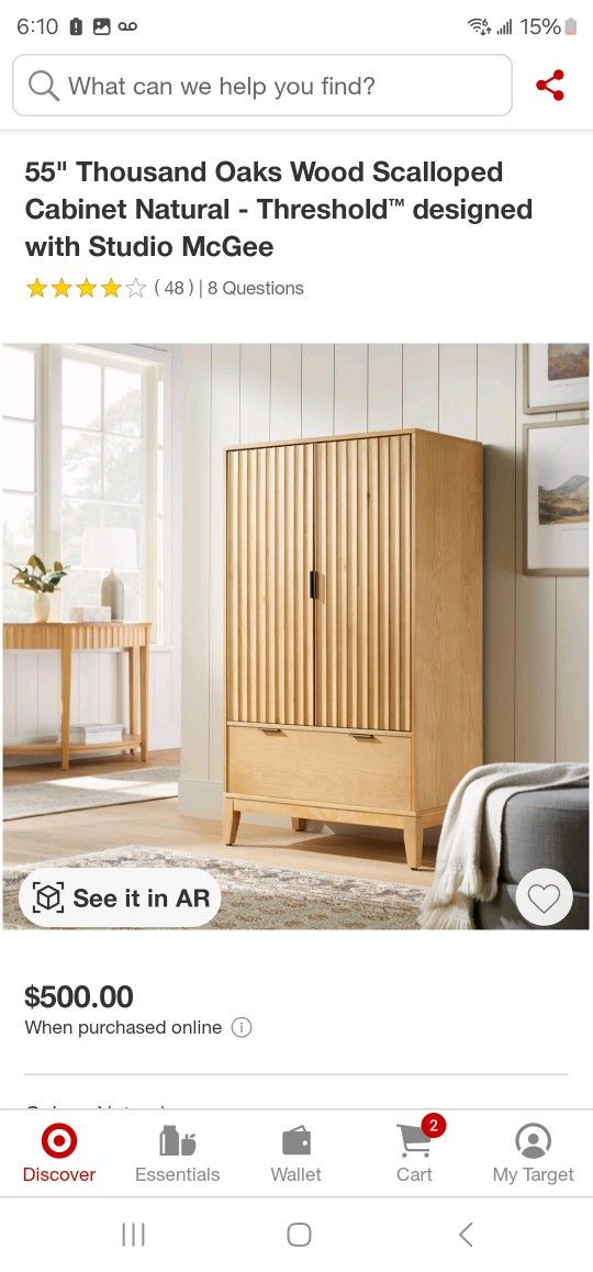 55" Thousand Oaks Wood Scalloped Cabinet Solid Finish - 2 Colors Black/Natural