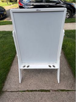 White Little Partners Double-Sided Whiteboard-Chalkboard Easel