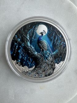 Brand New 1 oz Copper Round - Peacock Design, in Coin Capsule