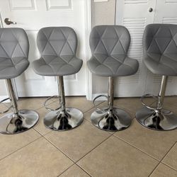 Set Of 4 Bar Chairs Gray 
