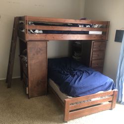 Twin size wood loft bed set