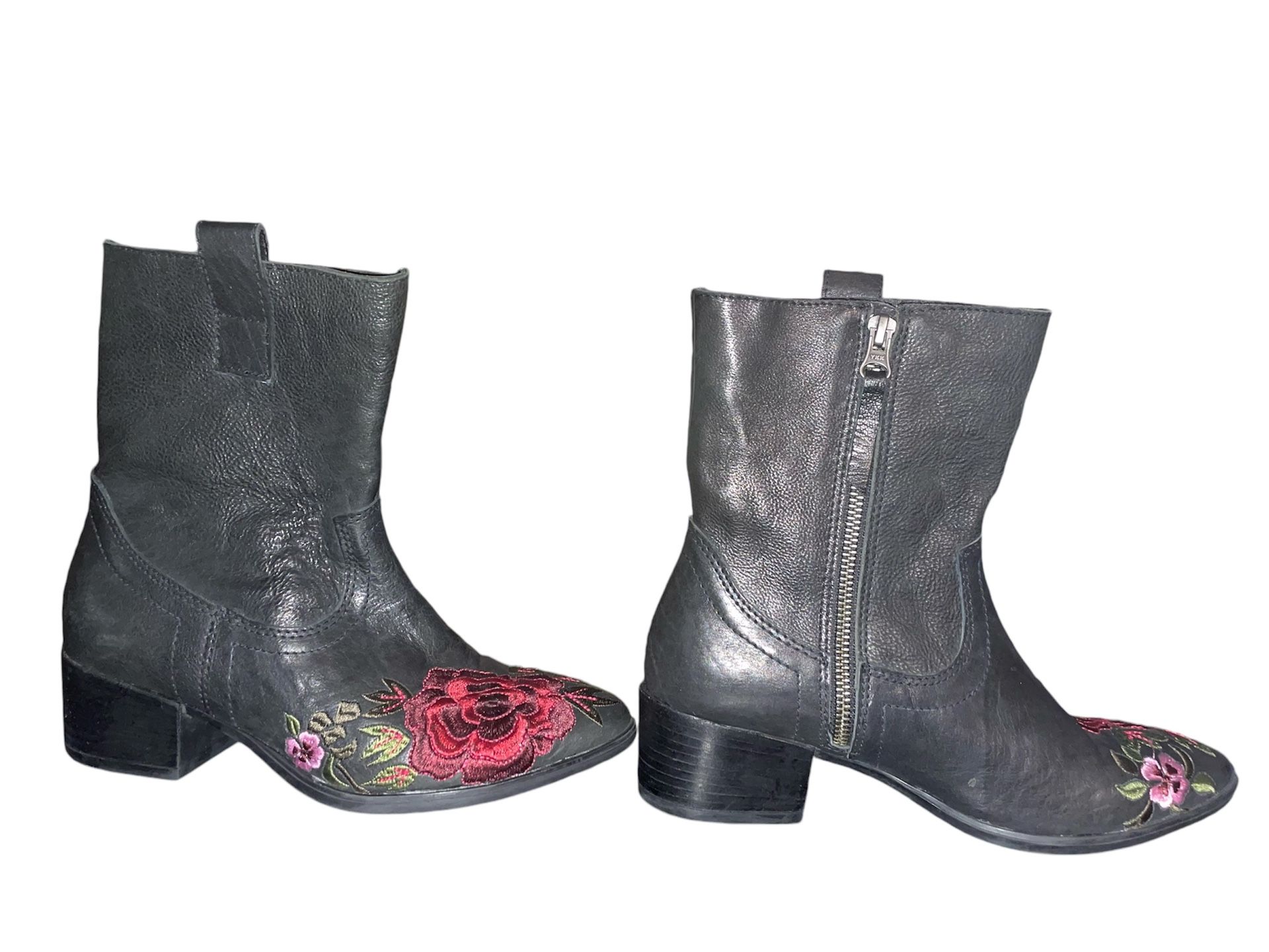 Sheridan Mia Shallot Western Floral Embroidered Bootie,, Size 37