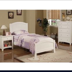 Adorable White Twin Size Complete Bedroom Set. Mattress Sold Separately 