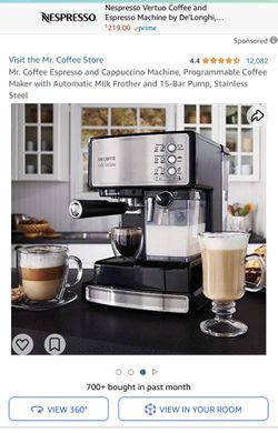 Mr. Coffee Espresso and Cappuccino Machine, Programmable Coffee Maker with Automatic Milk Frother 