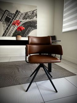 Desk Chair mid Century Brand New Leather Brown 