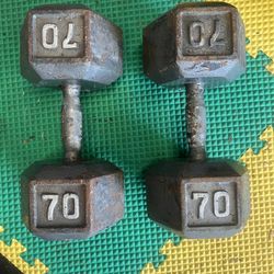 Pair Of 70LB Dumbbells By Hampton