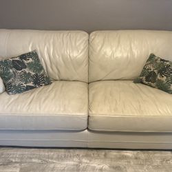 Beige Leather Couch 