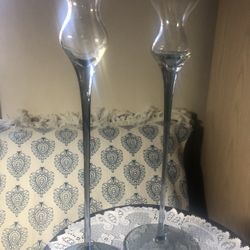 Two pairs 13” H, holder candles