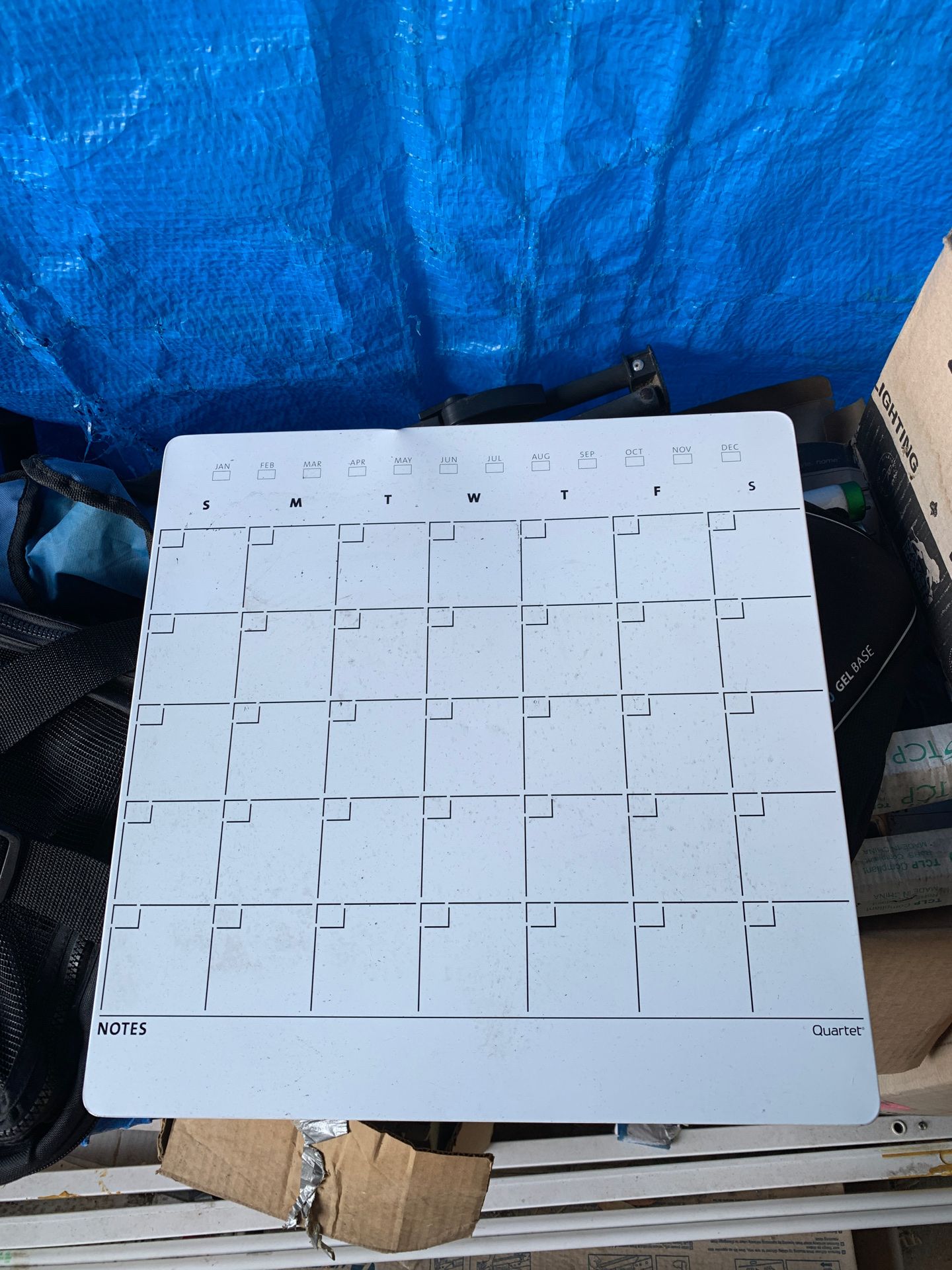 Dry Erase Calendar. Sticky Tape on Back