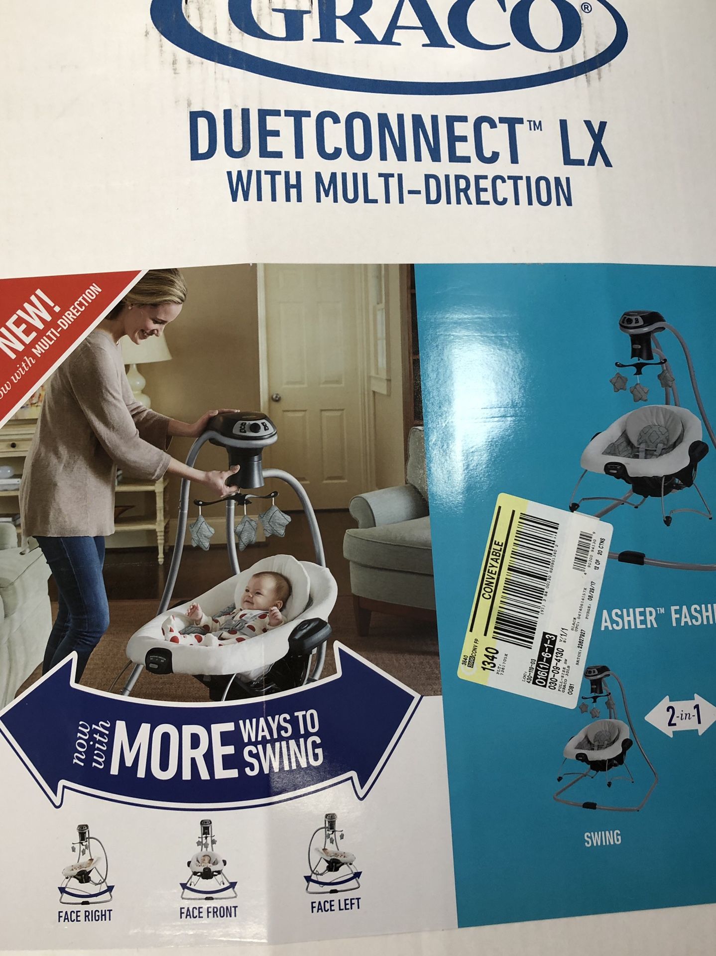 Graco duet connect multidirectional baby infant swing, portable bouncy chair, 3 ways to swing